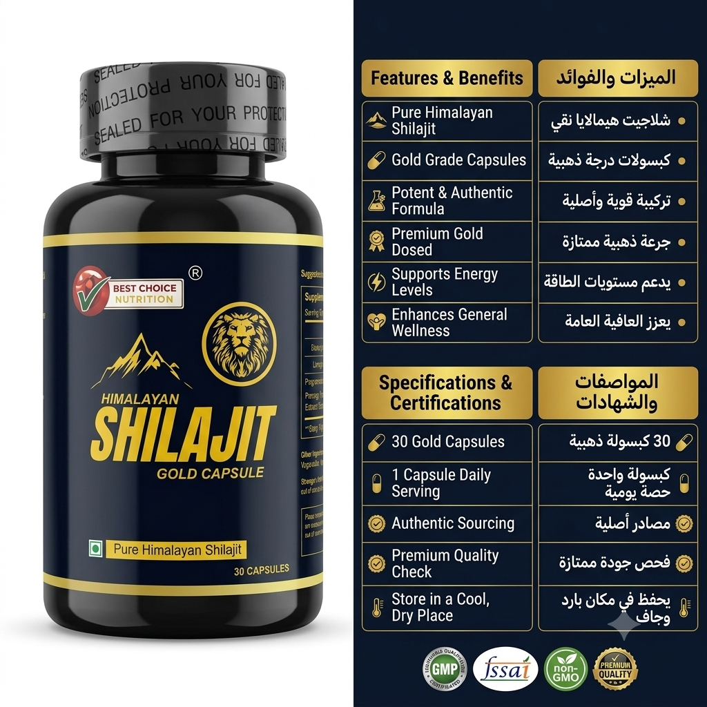 Himalayan Shilajit Gold Capsule | كبسولات شيلاجيت الهيمالايا الذهبية