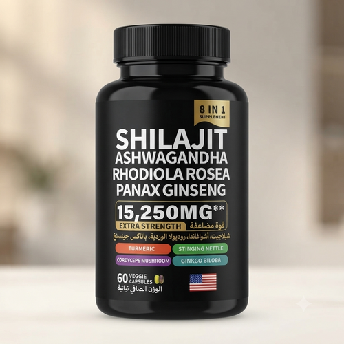 8-in-1 Shilajit & Ashwagandha Extra Strength Complex (60 Veggie)